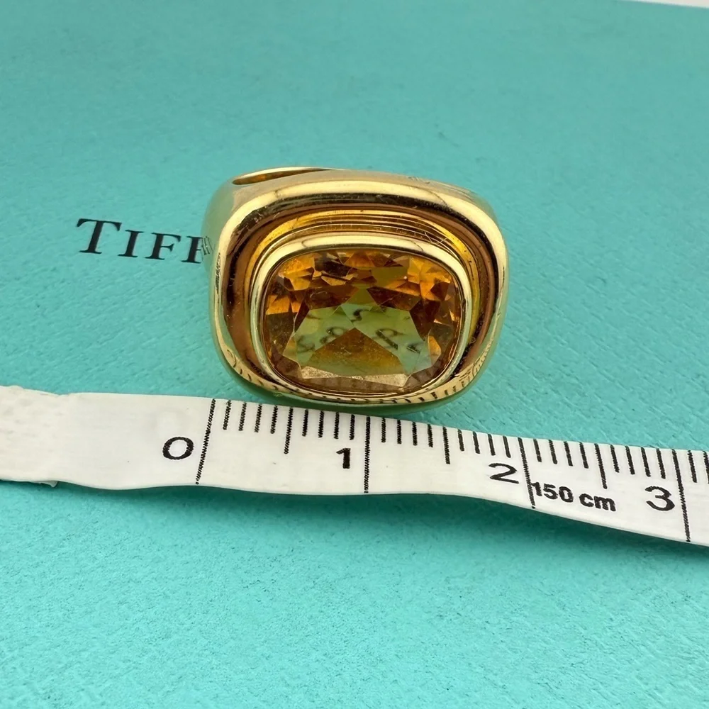 Vintage Tiffany & Co. Paloma Picasso Citrine Gemstone Cocktail Ring Size 5.25 - Picture 11 of 12